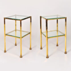 The image for Pair Brass Side Tables 01