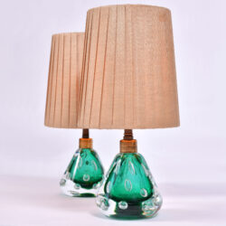 The image for Pair Emerald Green Murano Lamps 01