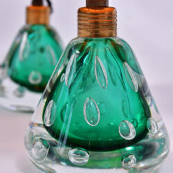 The image for Pair Emerald Green Murano Lamps 03