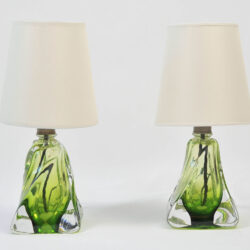 The image for Pair Green Glasss Lamps 02