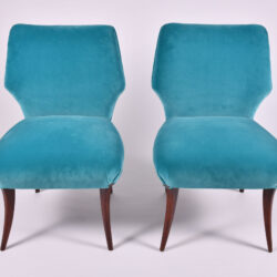 The image for Pair Turquoise Velvet Chairs 03