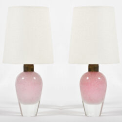 The image for Pair Pink Murano Glass Lamps 01