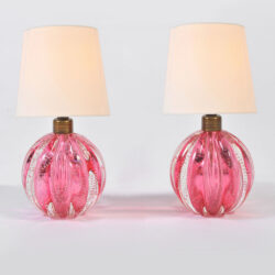 The image for Pair Pink Murano Ball Lamps 01