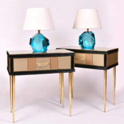 The image for Pair Turquoise Rock Lamps 02