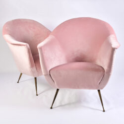 The image for Pink Velvet Armchairs And Pouf 04