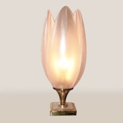 The image for Valerie Wade Lt285 Italian Pink Marbled Lotus Table Lamp 01
