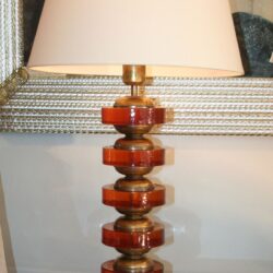 The image for Valerie Wade Lt499 Pair Italian Amber Disc Lamps 04