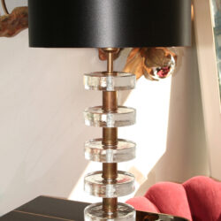 The image for Valerie Wade Lt551 Pair Italian Clear Glass Disc Lamps 02