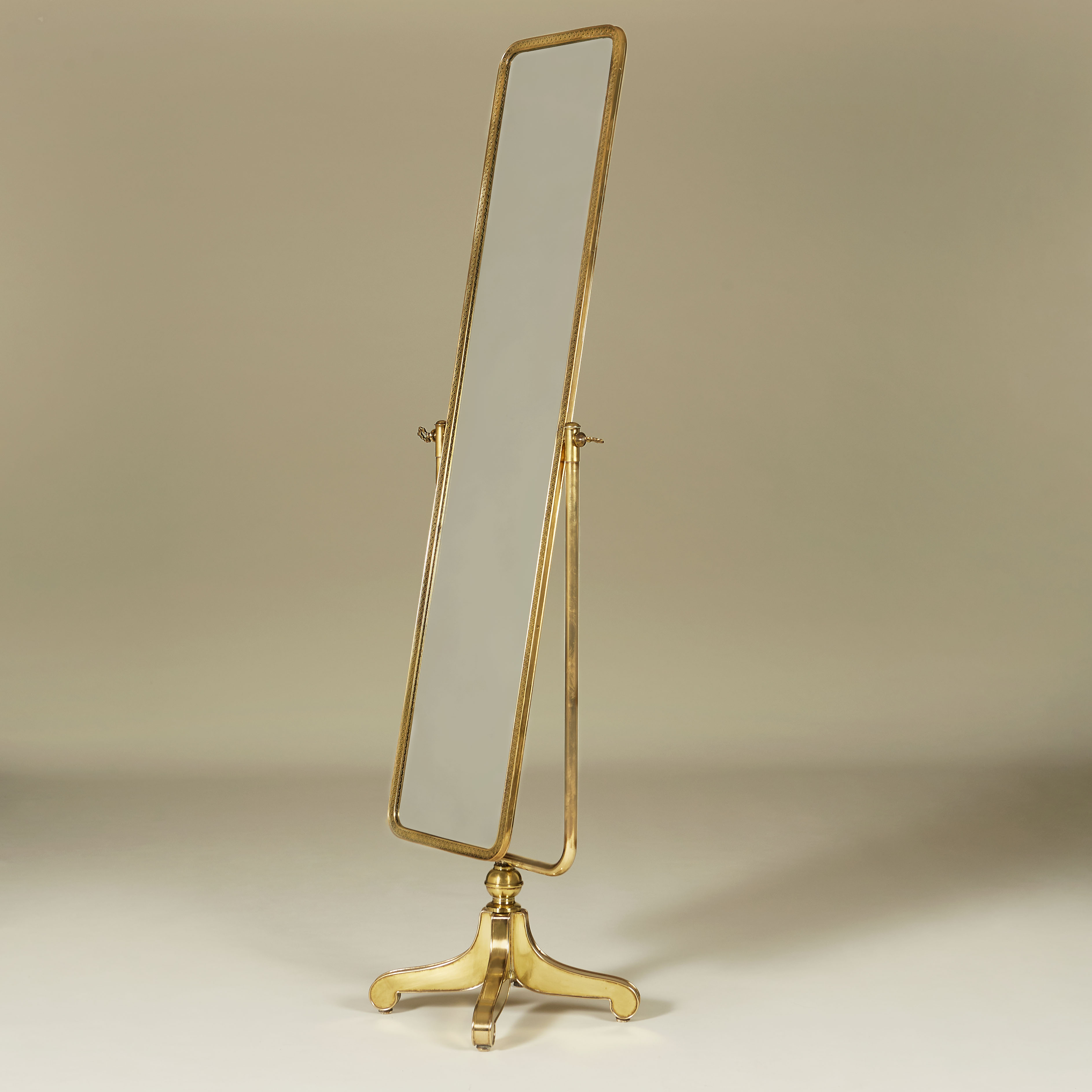 The image for Free Standing Unusual Italian Brass Mirror 164 V1
