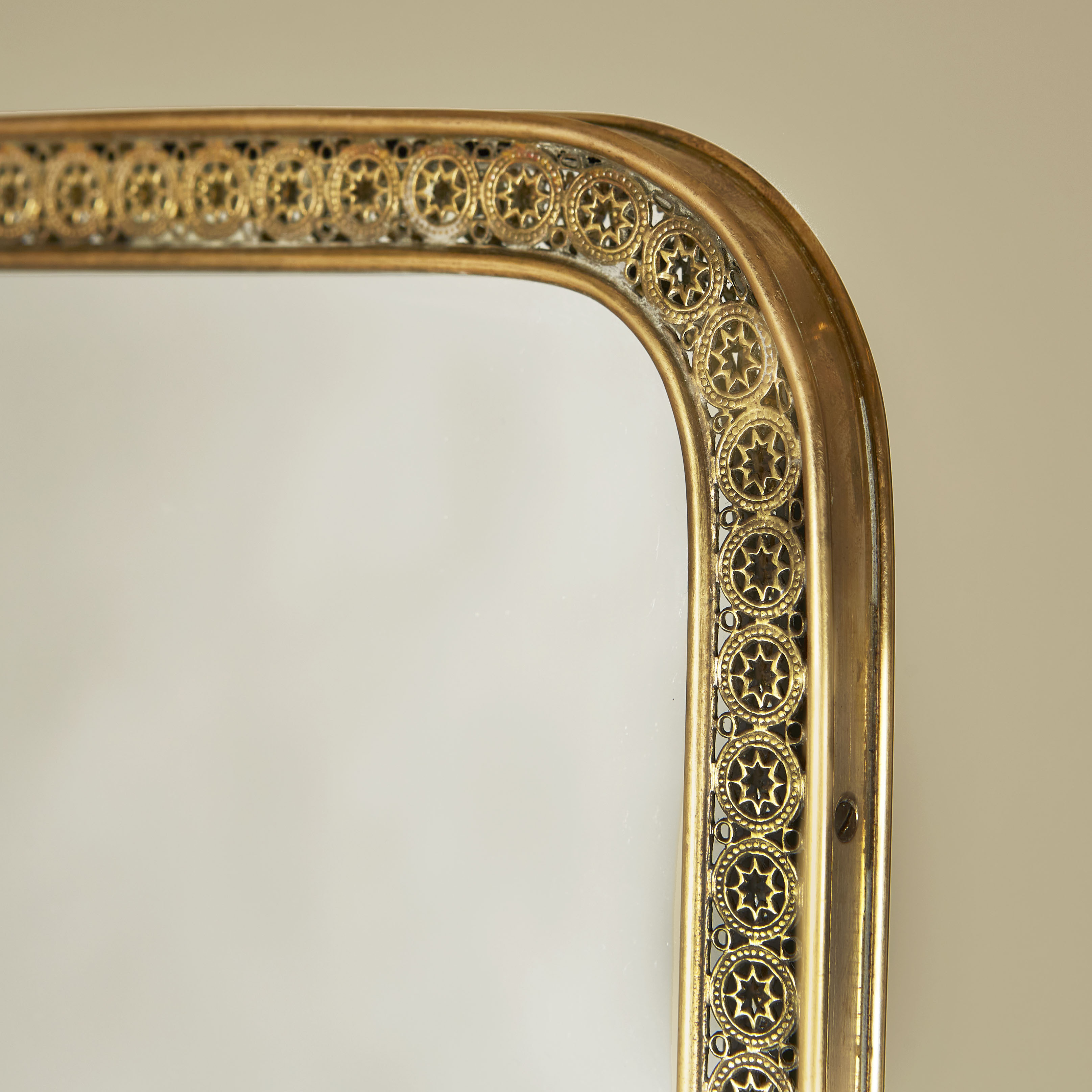 Free Standing Unusual Italian Brass Mirror 166 V1