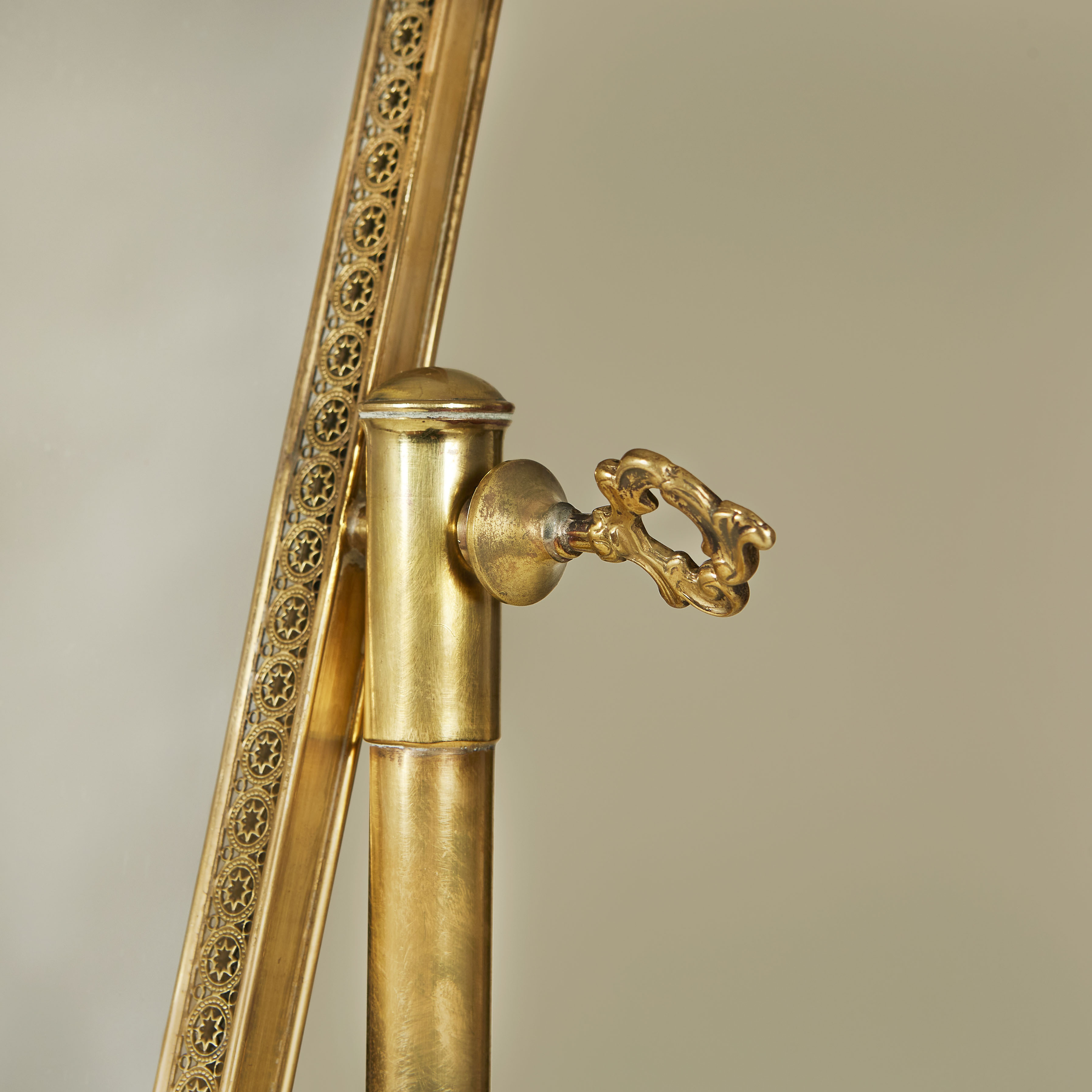 Free Standing Unusual Italian Brass Mirror 168 V1