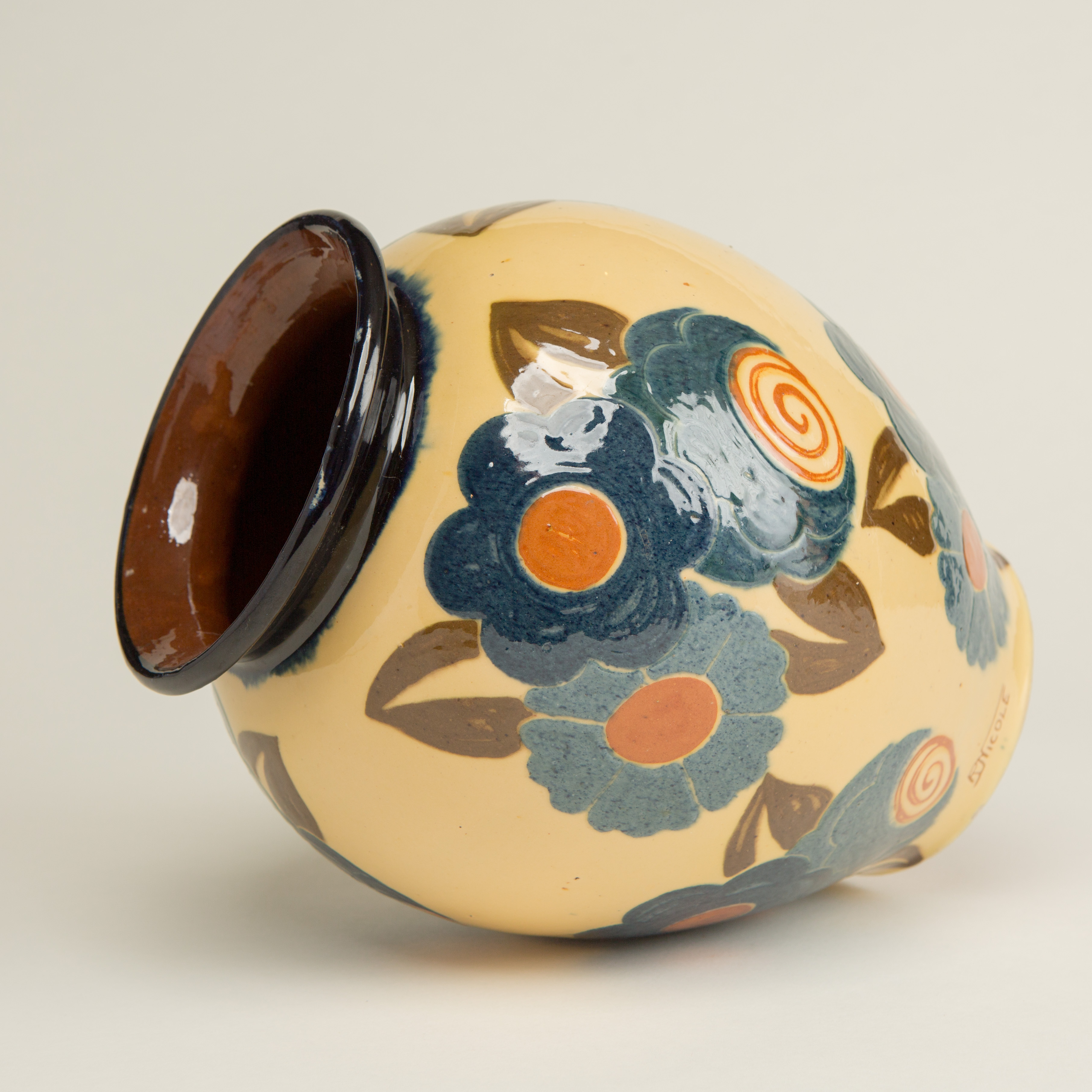 French Art Deco ceramic flower vase by René Nicole Valerie Wade