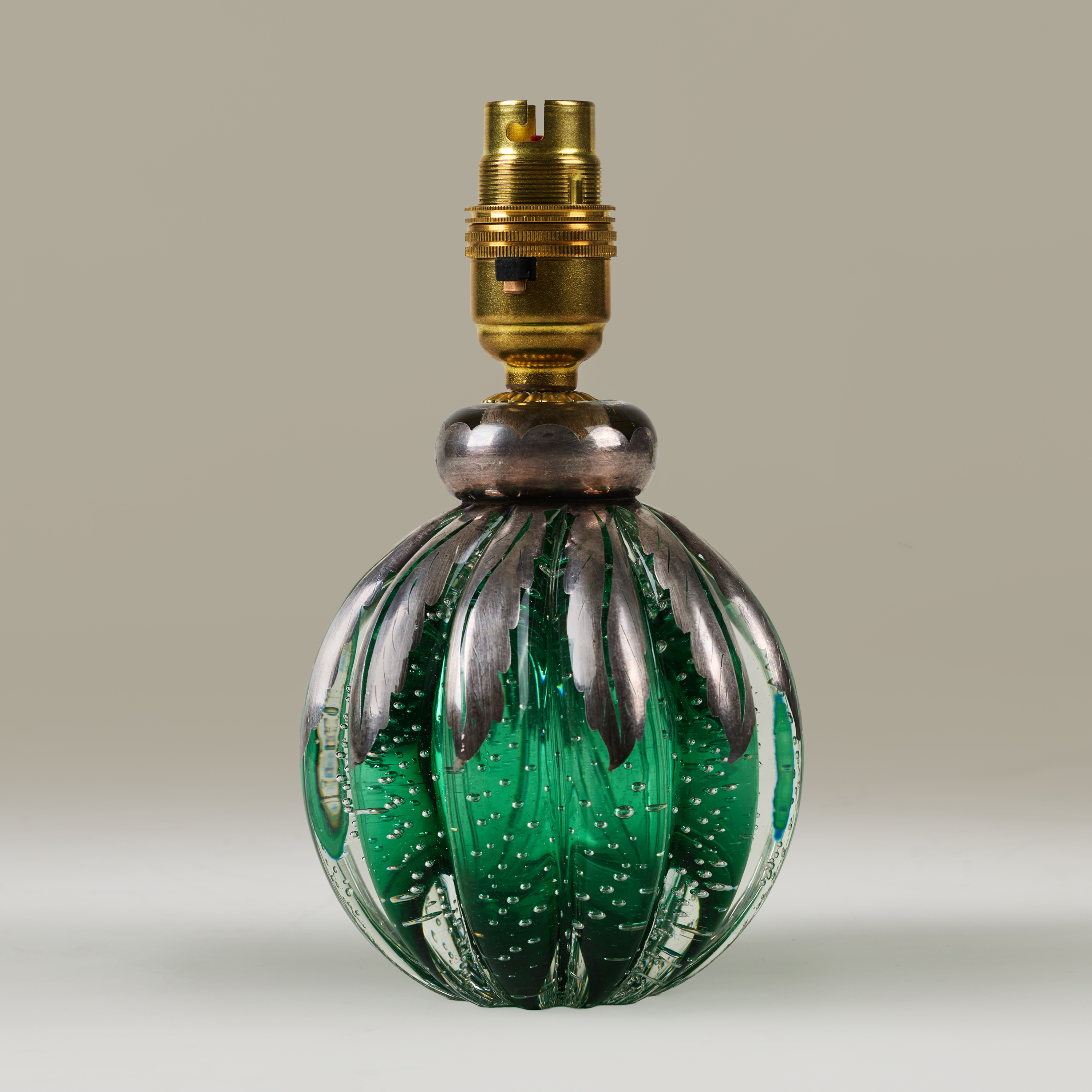Seguso Green And Silver Ball Lamp Valerie Wade 263237 V1