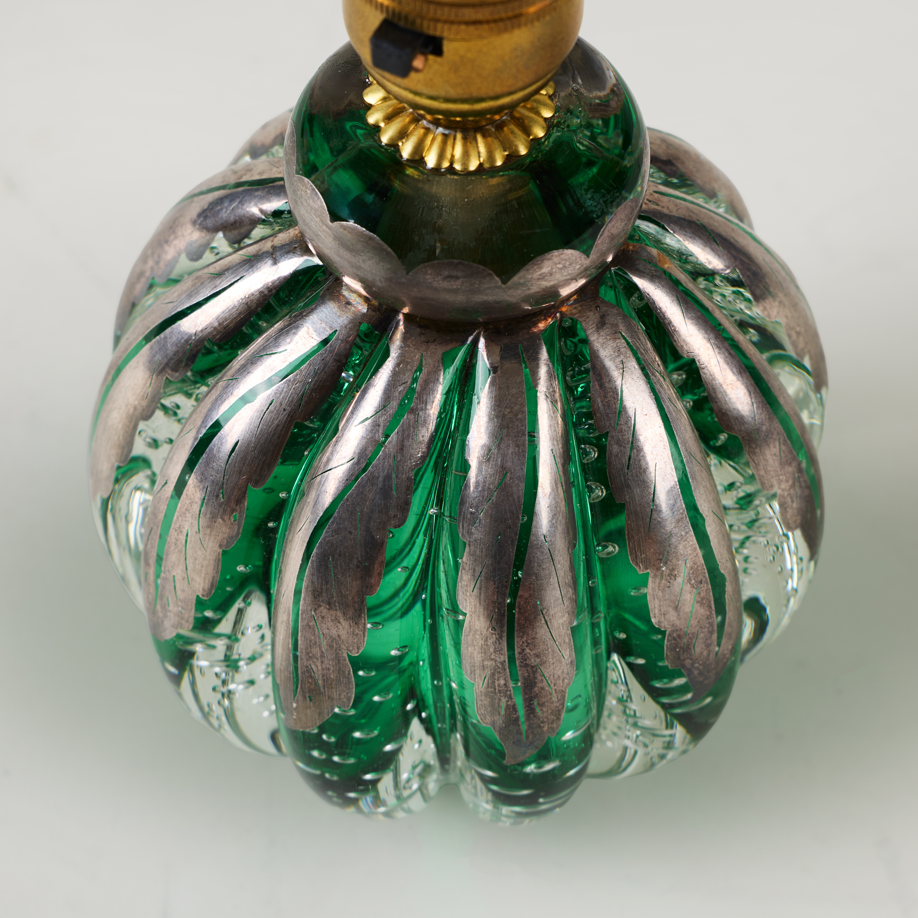 Seguso Green And Silver Ball Lamp Valerie Wade 263240 V1