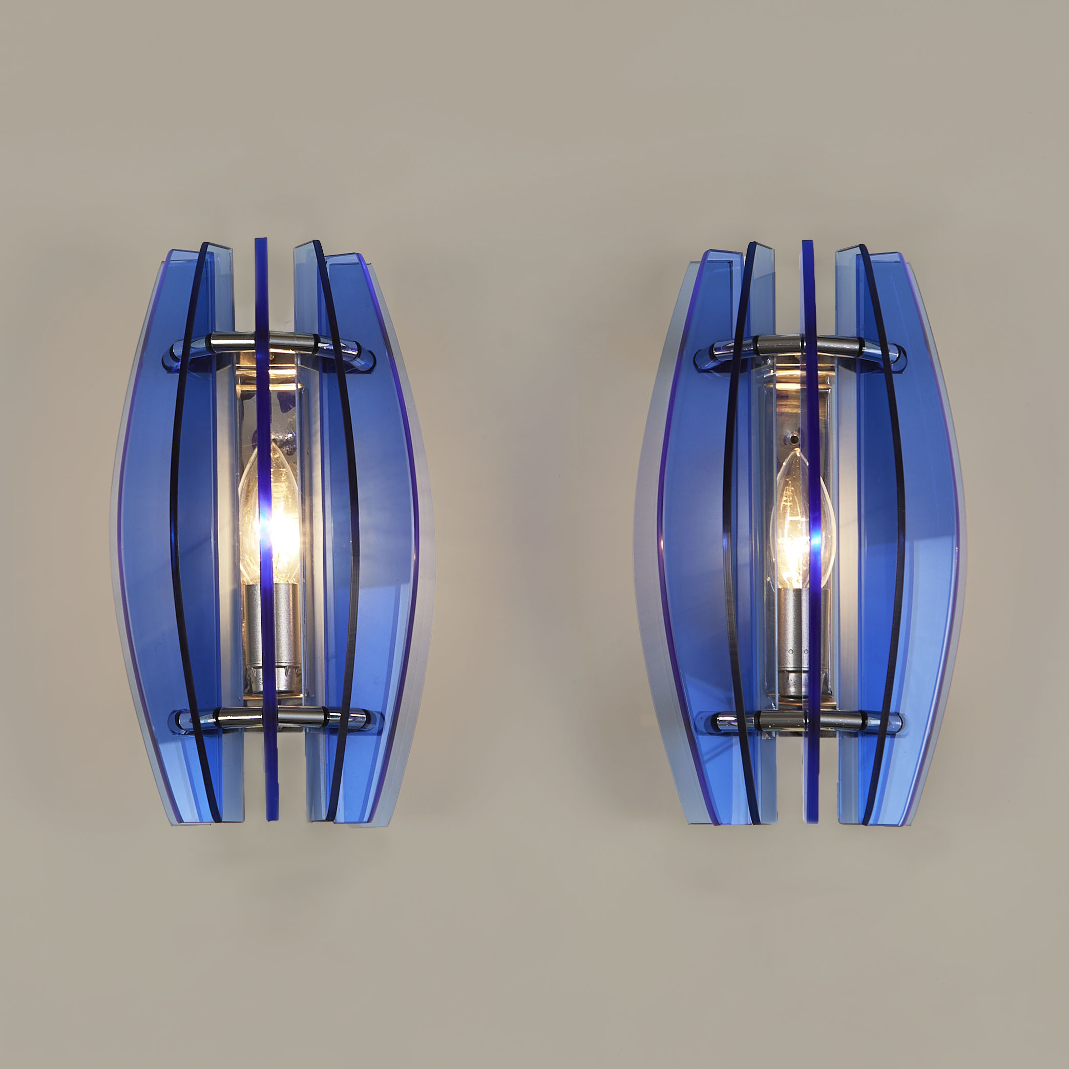 Pair Of Veca Blue Wall Lights 033 V1