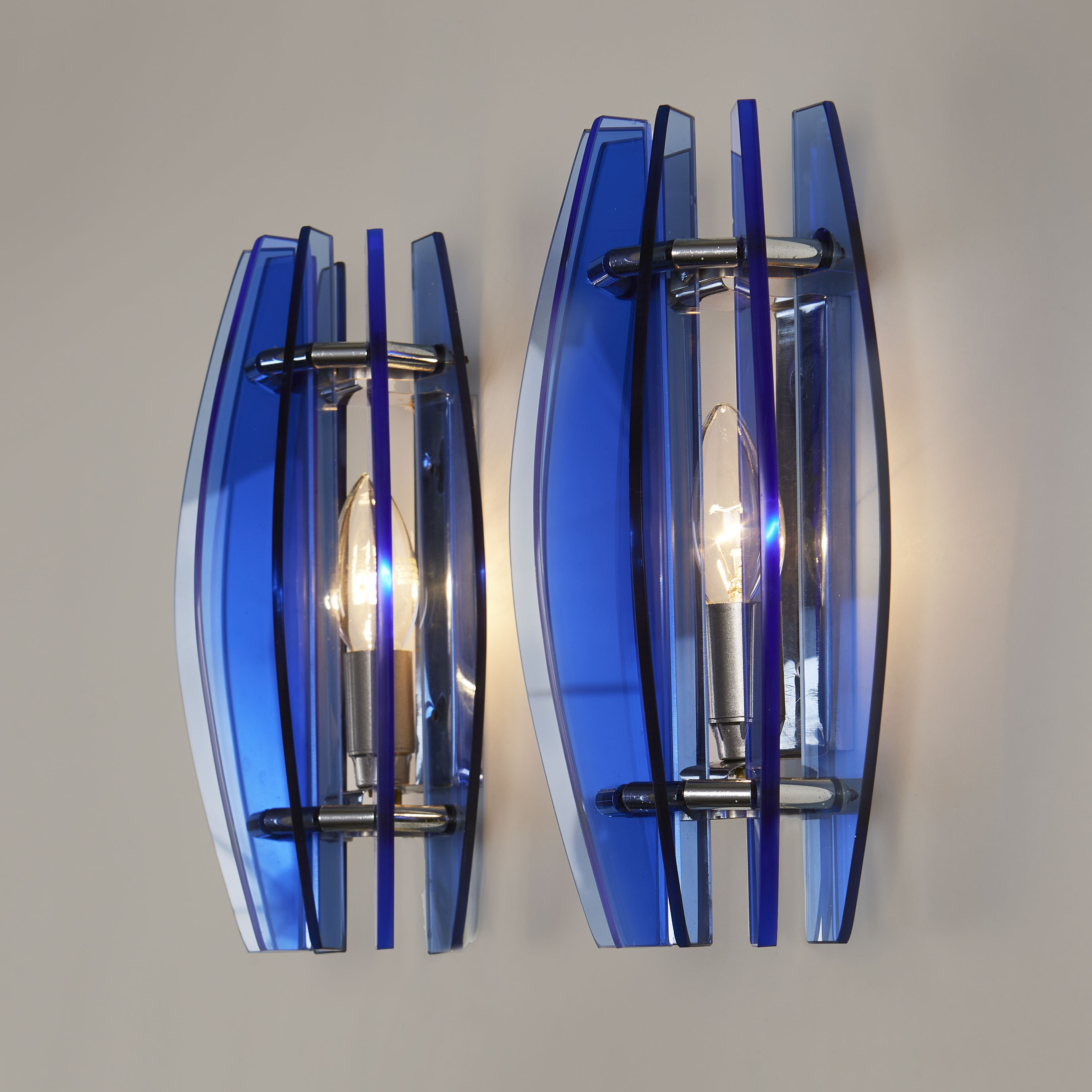 Pair Of Veca Blue Wall Lights 038 V1