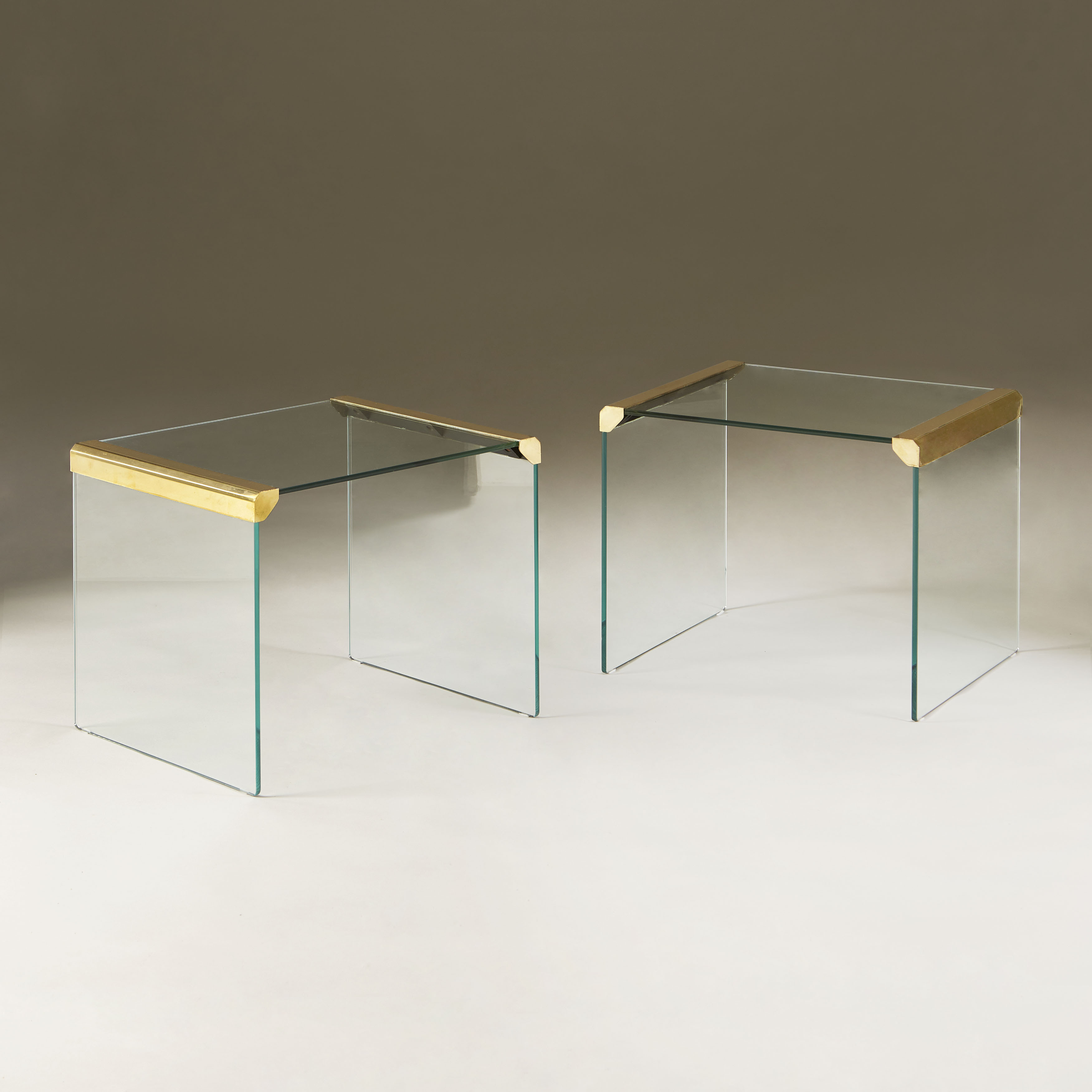 The image for Italian Glass And Brass Side Tables 051 V1