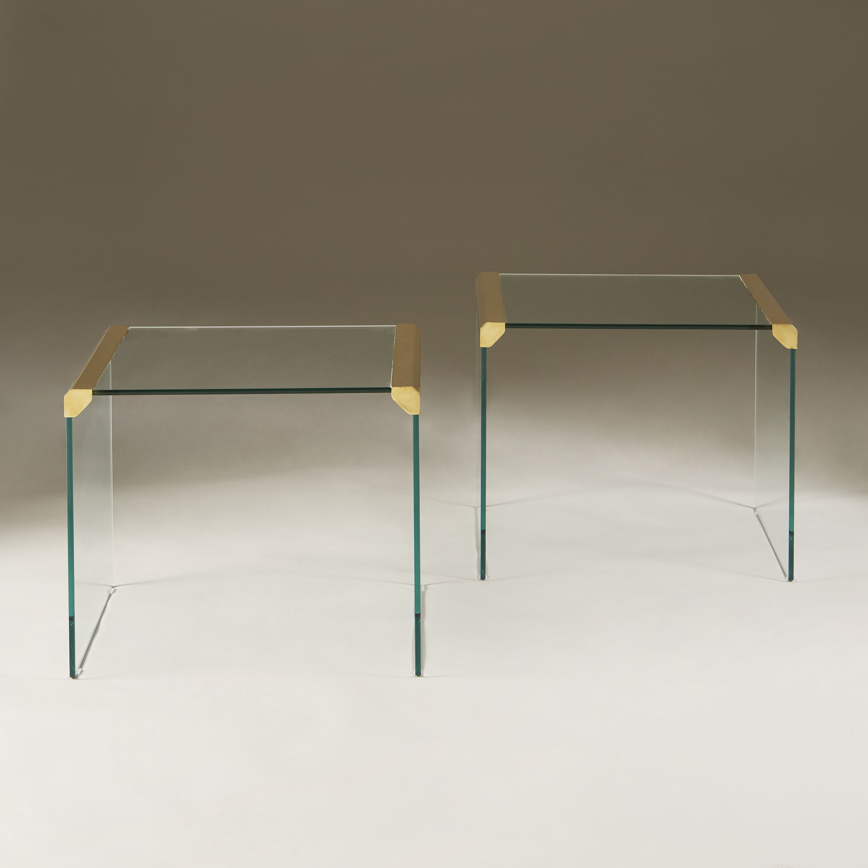 The image for Italian Glass And Brass Side Tables 054 V1