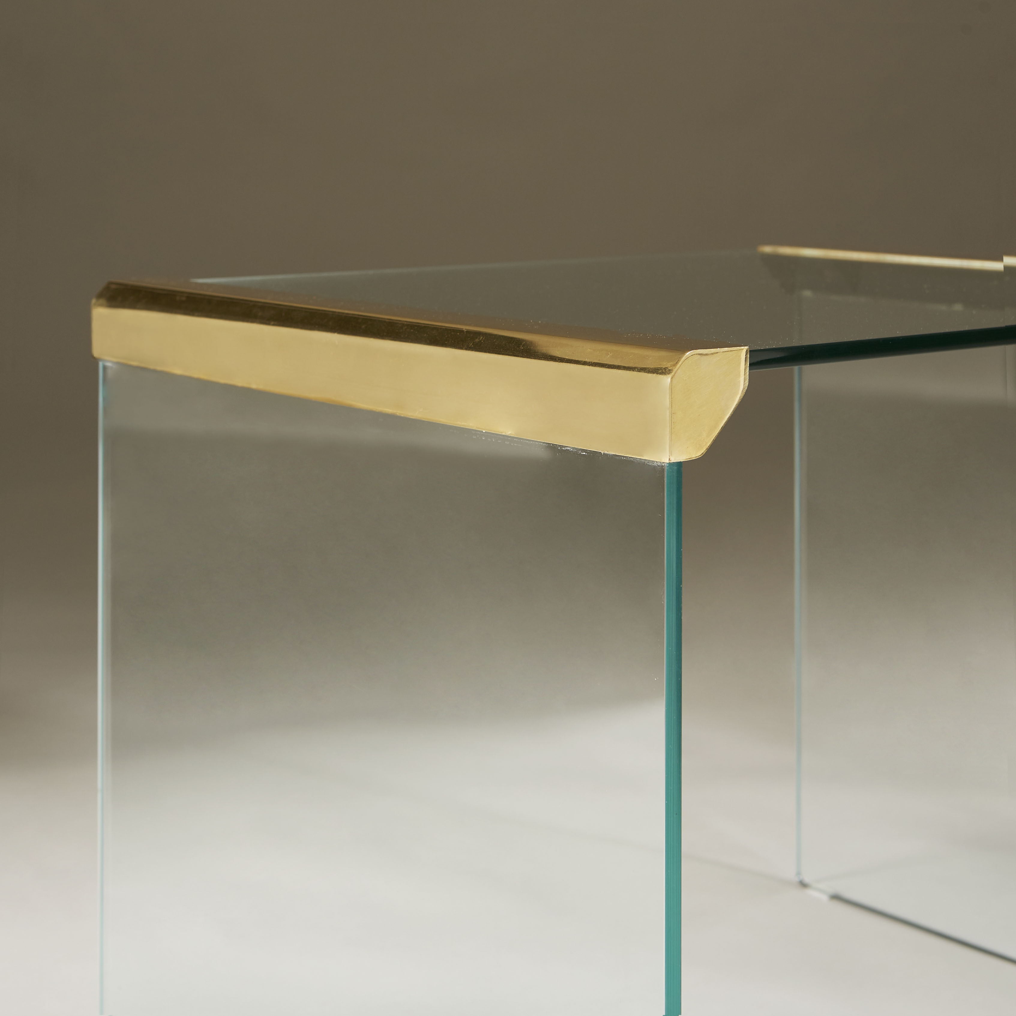 The image for Italian Glass And Brass Side Tables 059 V1