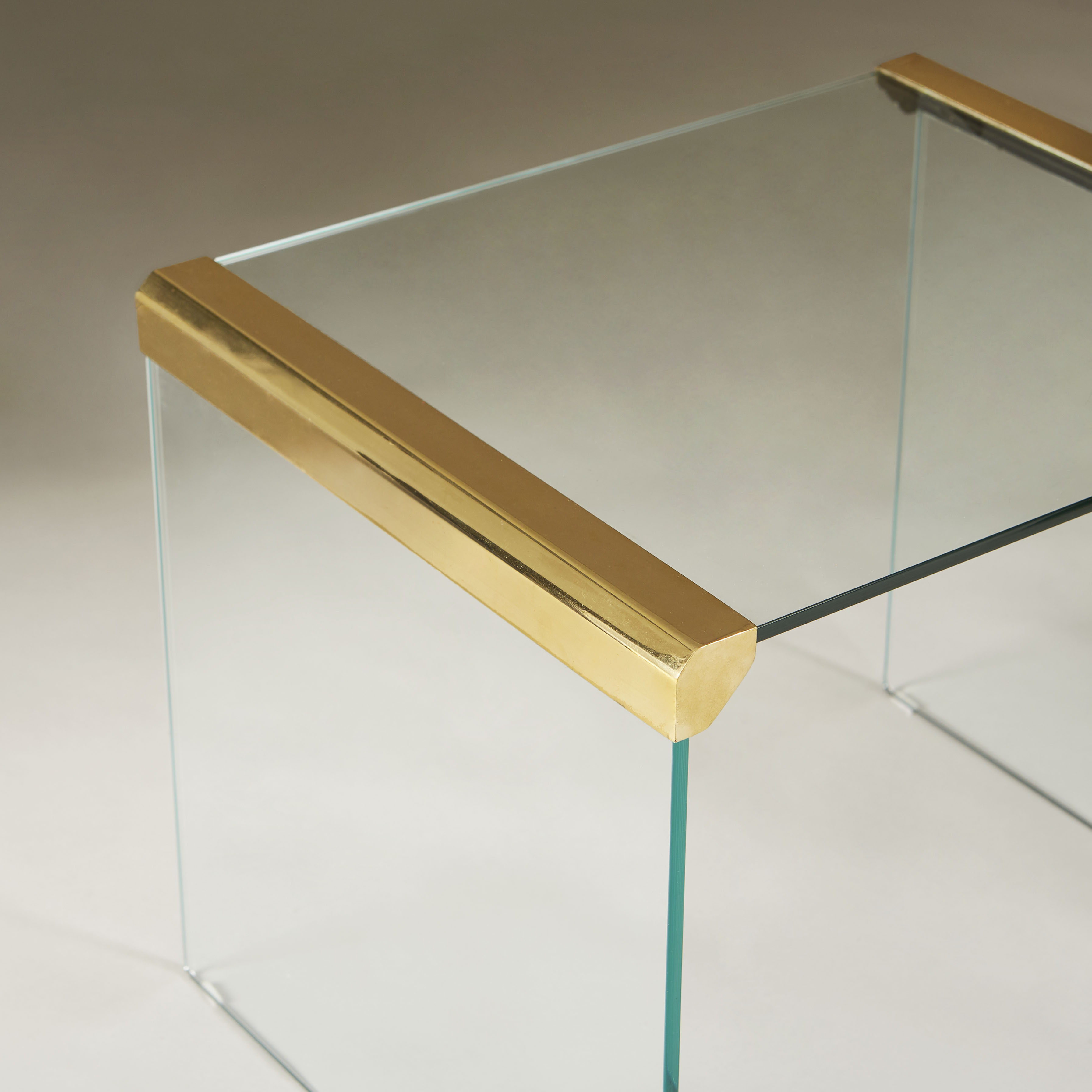 The image for Italian Glass And Brass Side Tables 060 V1