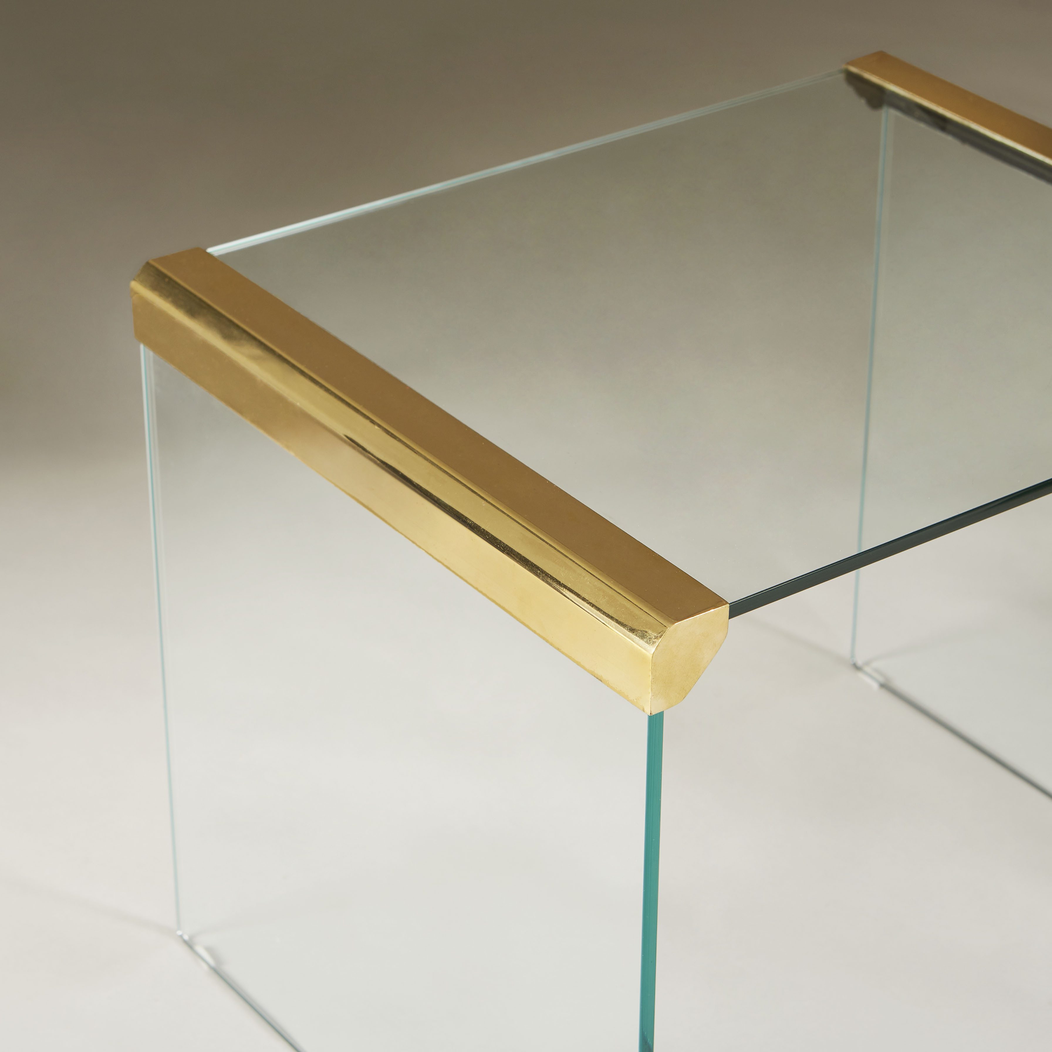 Italian Glass And Brass Side Tables 060 V1