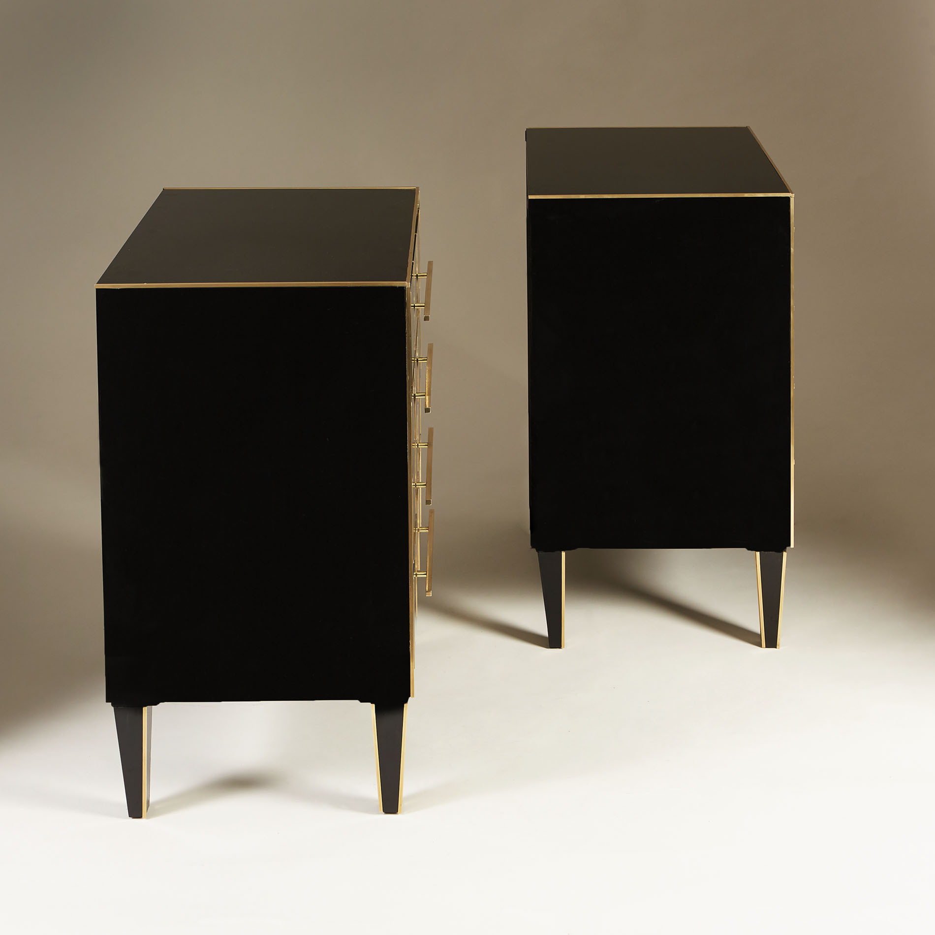 Italian Black Glass Bedsides 0170