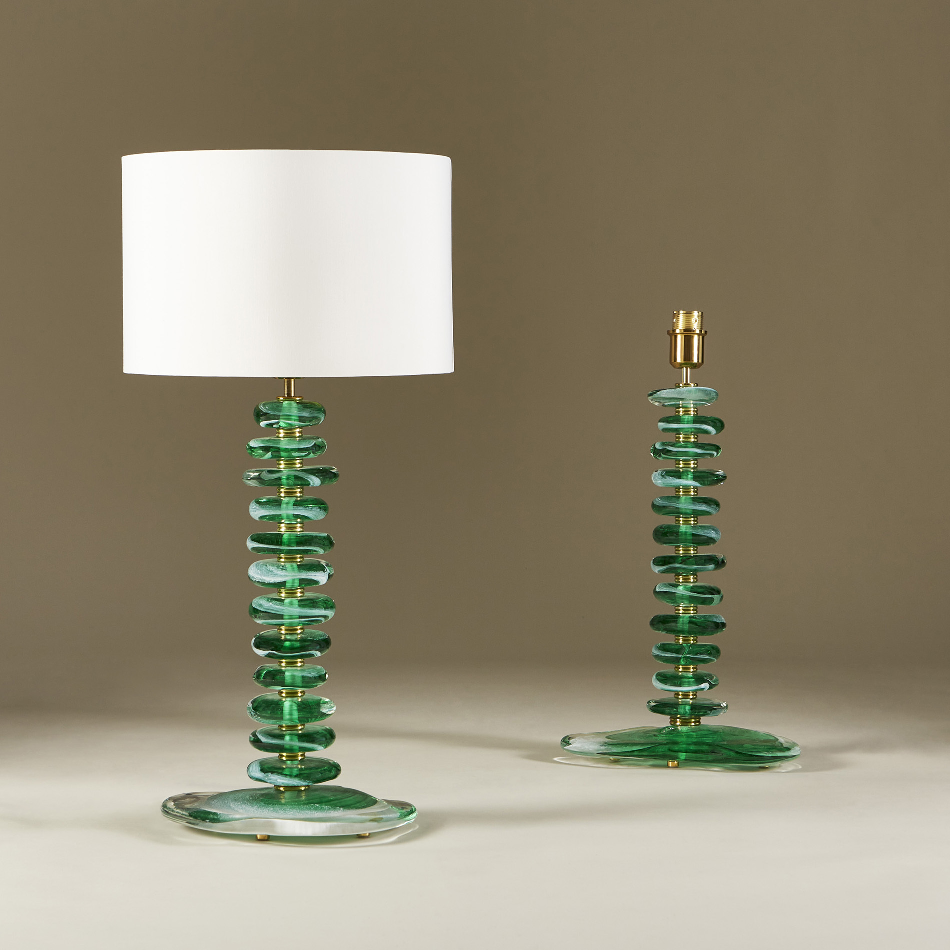 Green Glass Pebble Lamp 0013 V1