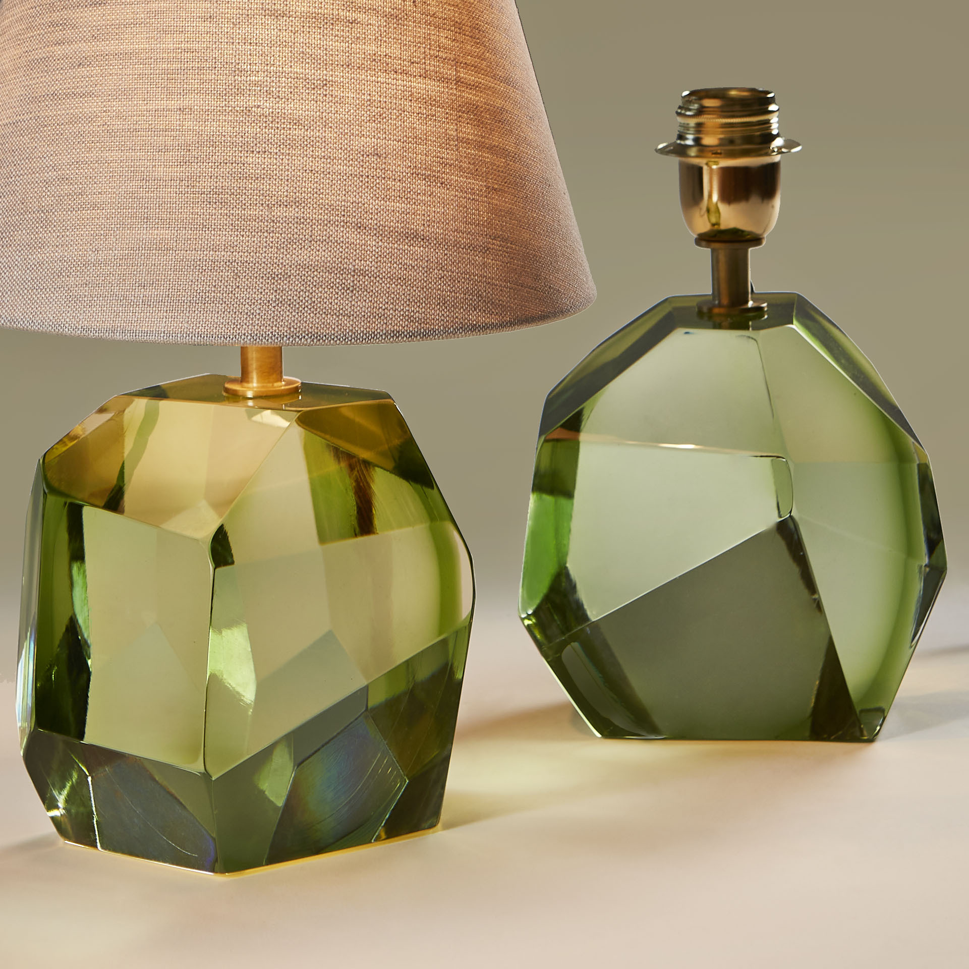 The image for Pair Of Pale Green Rock Lamps 109 V1