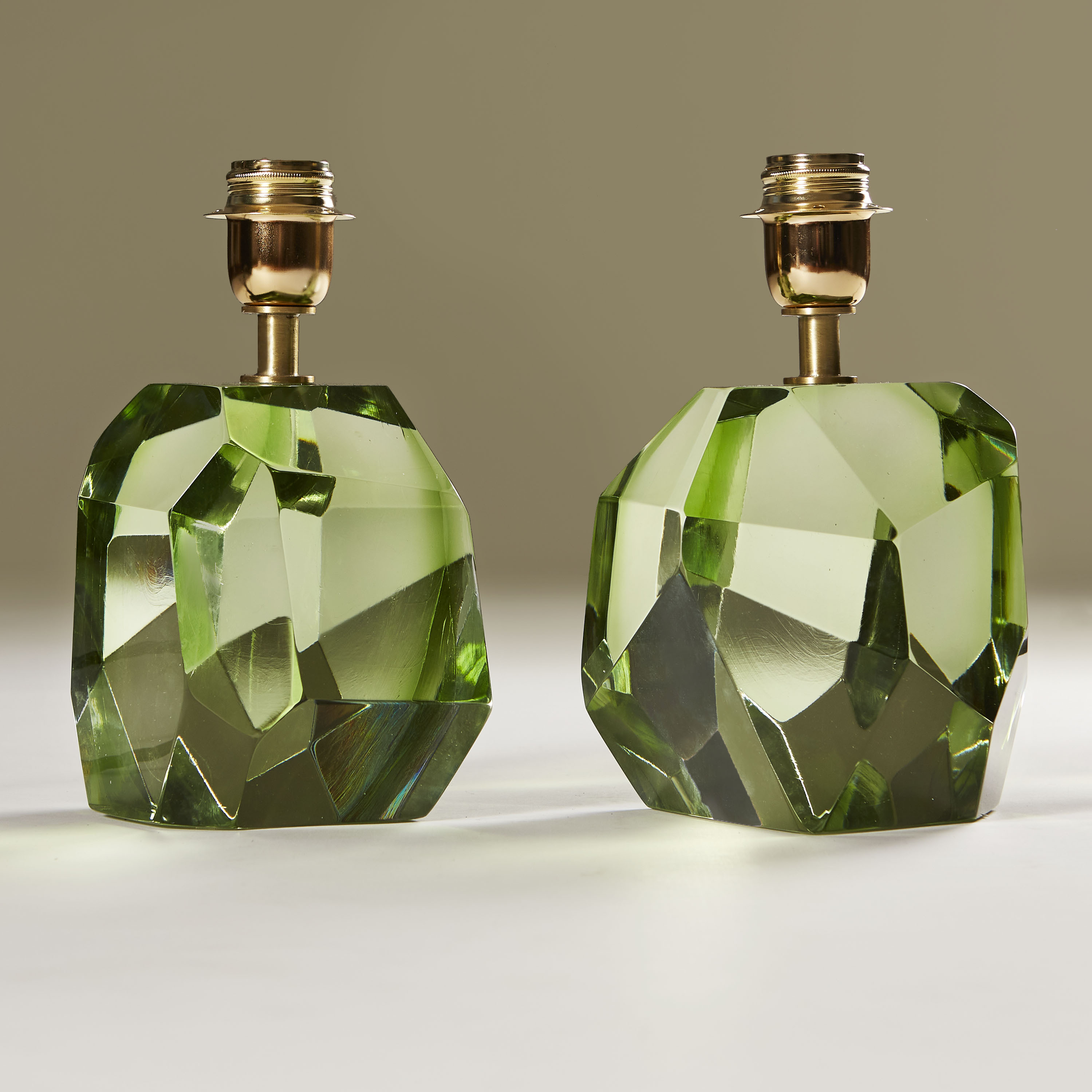 Pair Of Pale Green Rock Lamps 111 V1