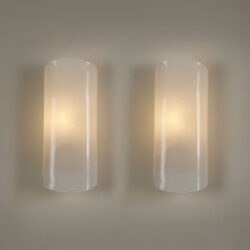 The image for Pair Of White And Brass Wall Lights 075 V1