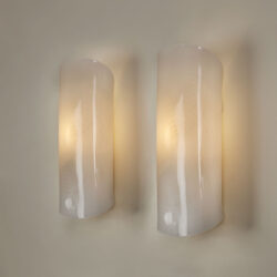 The image for Pair Of White And Brass Wall Lights 076 V1