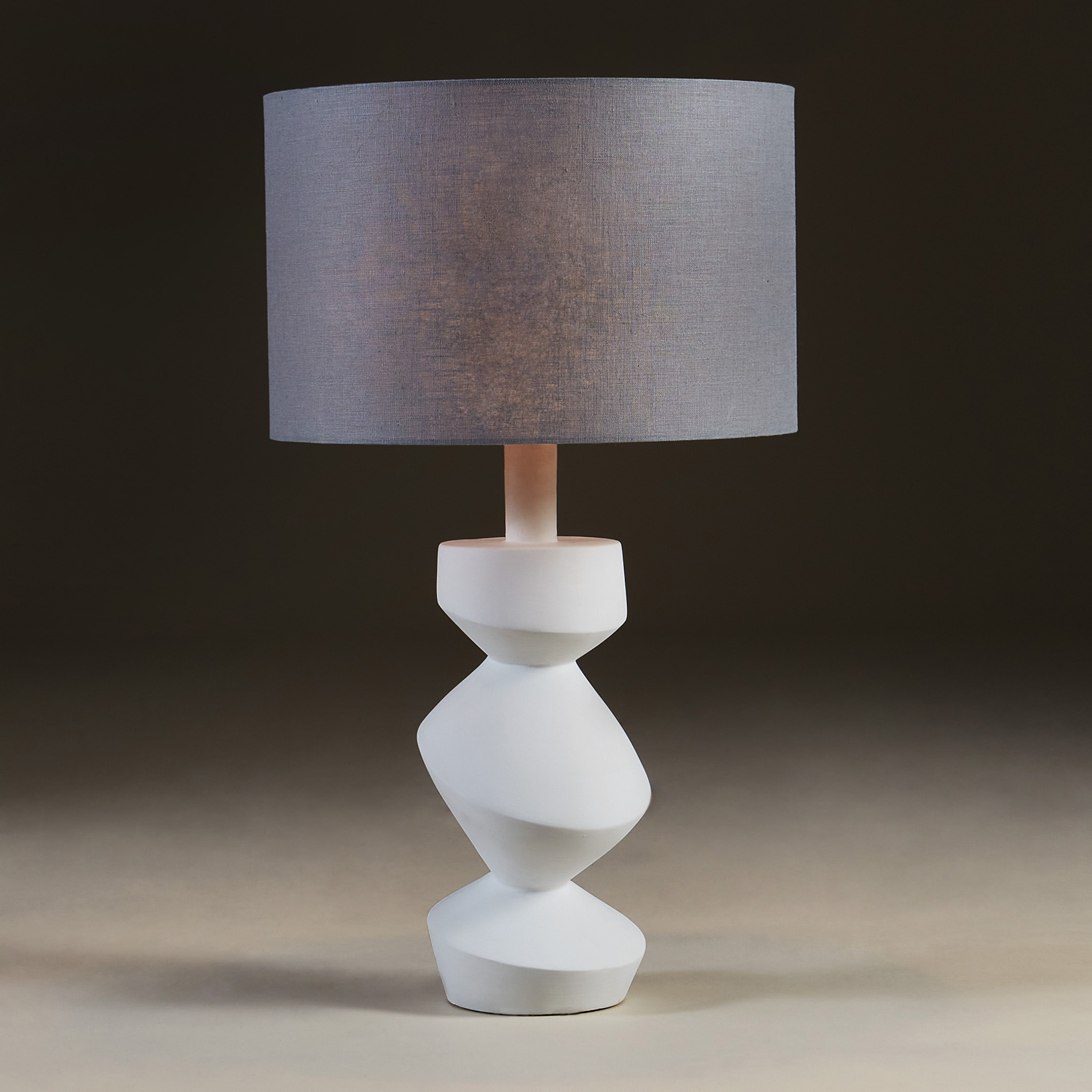 Pair of sculptural Savoy white plaster table lamps Valerie Wade
