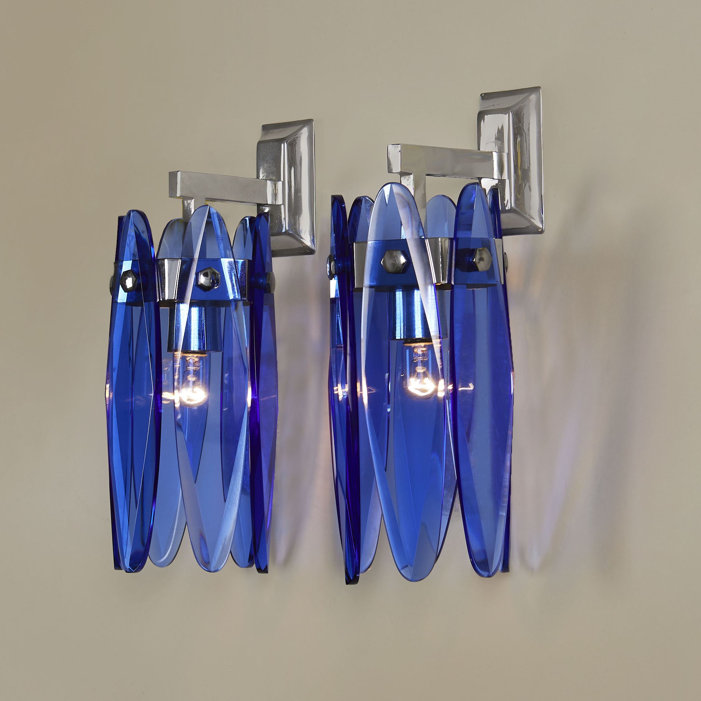 Pair Of Pale Blue Tulip Wall Lights 066 V1