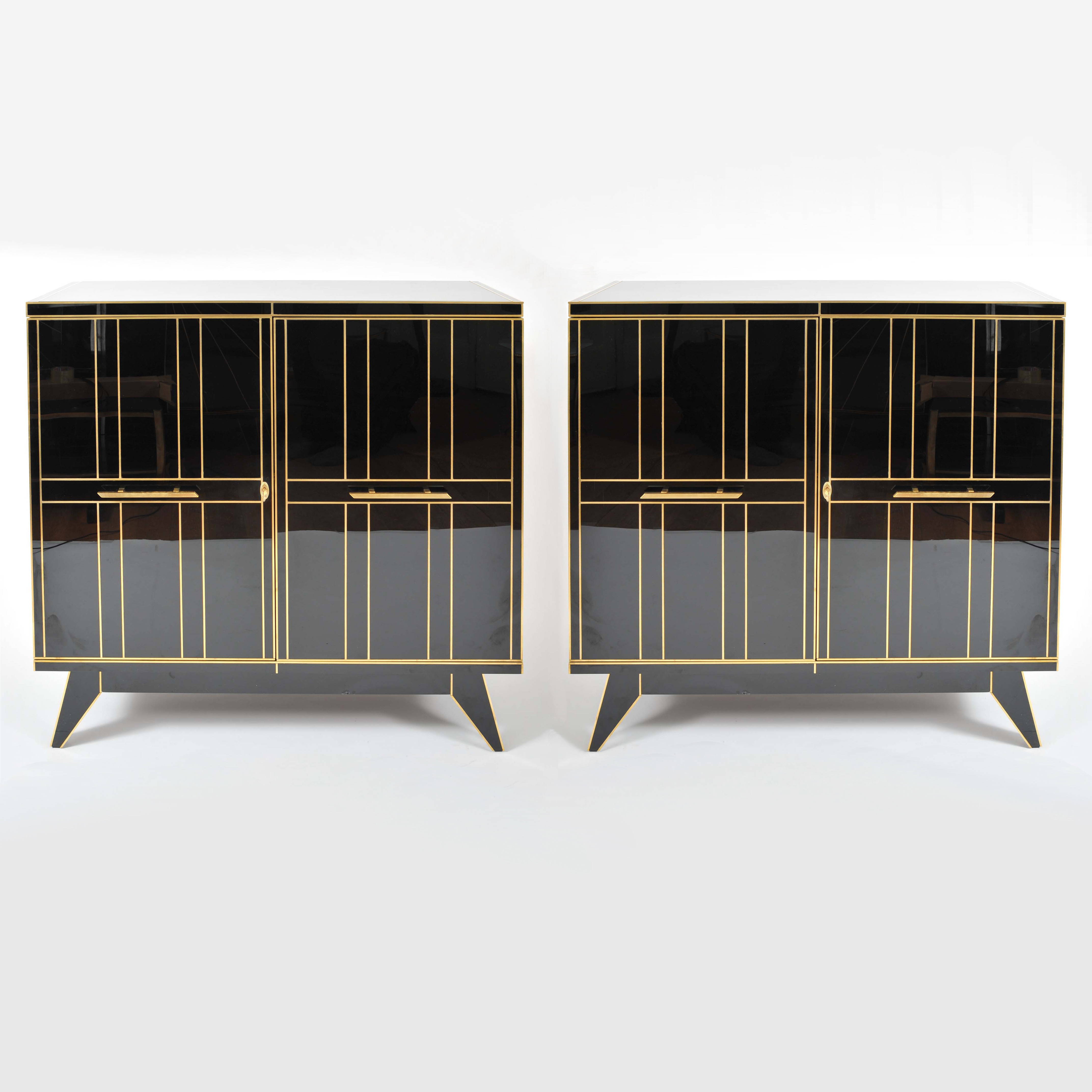 The image for Valerie Wade 0621 Pair 1970S Italian Black Glass Cabinets 01