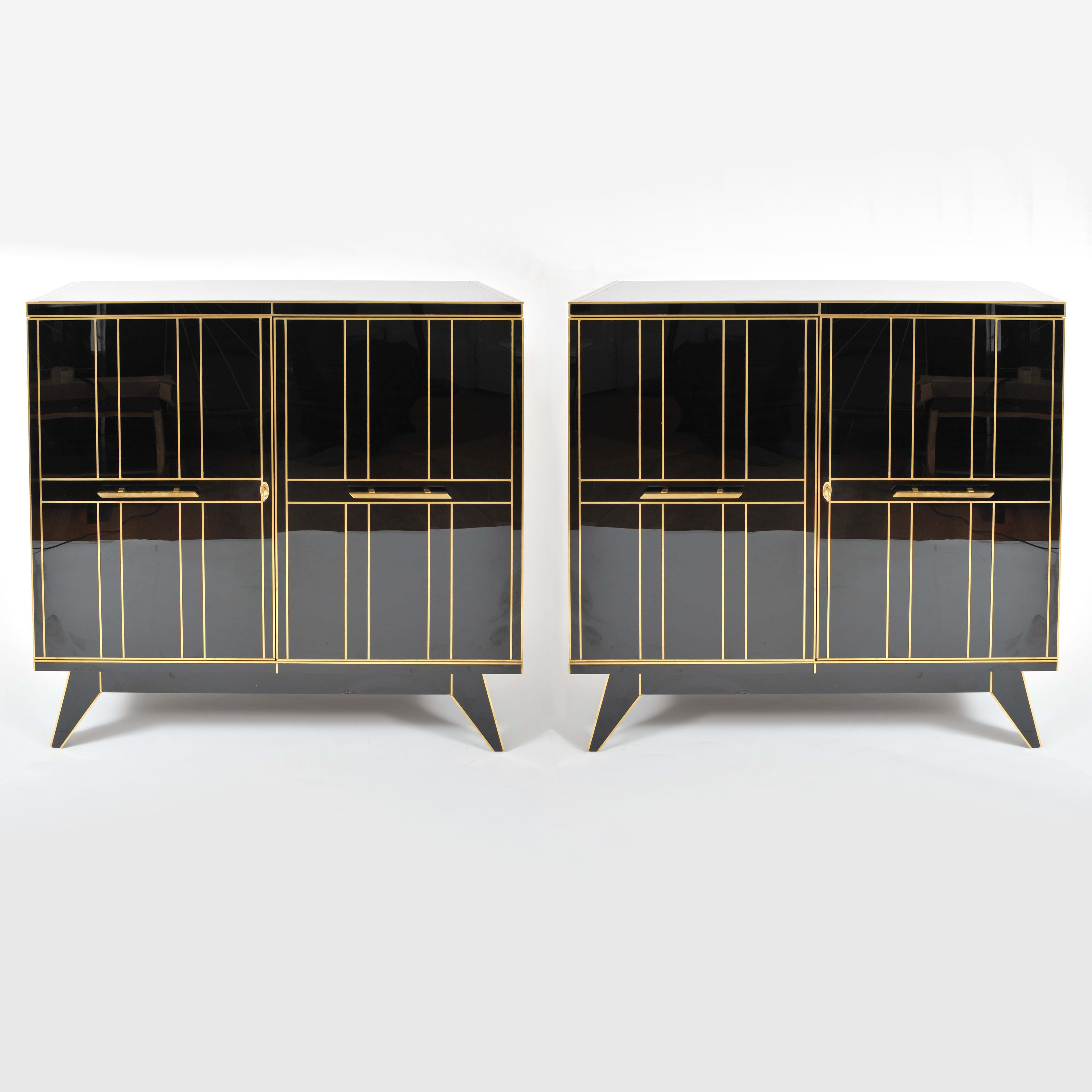 Valerie Wade 0621 Pair 1970S Italian Black Glass Cabinets 01