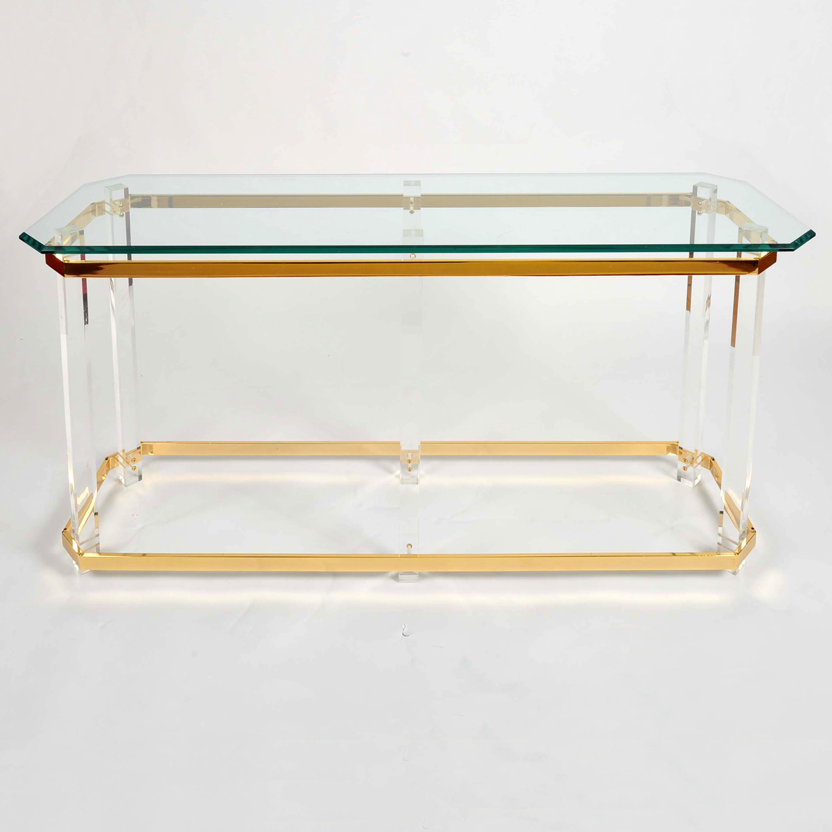 The image for Valerie Wade Ft586 1970S Us Lucite Brass Console Table 01