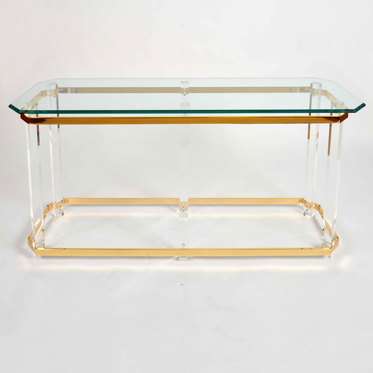 Valerie Wade Ft586 1970S Us Lucite Brass Console Table 01