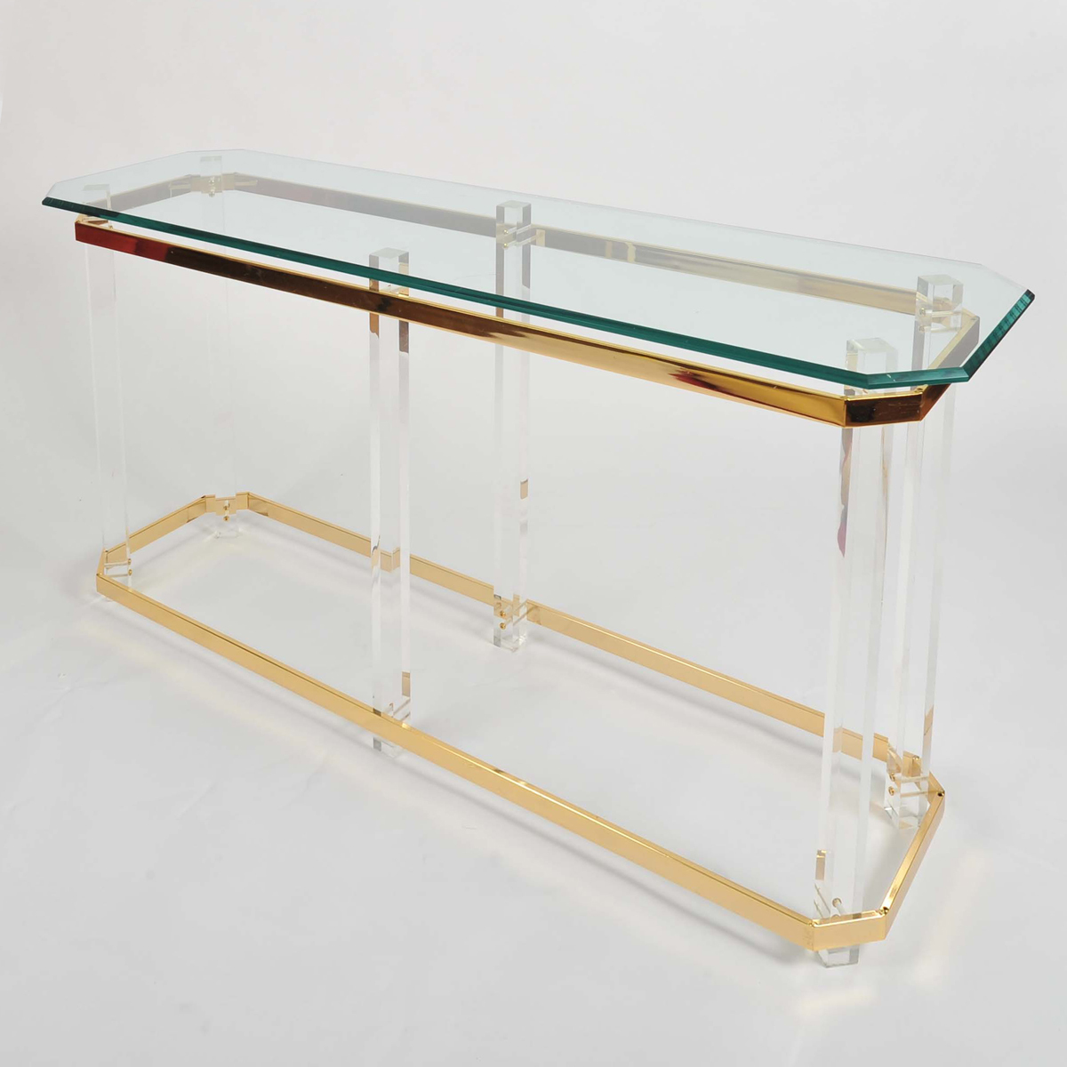 Valerie Wade Ft586 1970S Us Lucite Brass Console Table 02