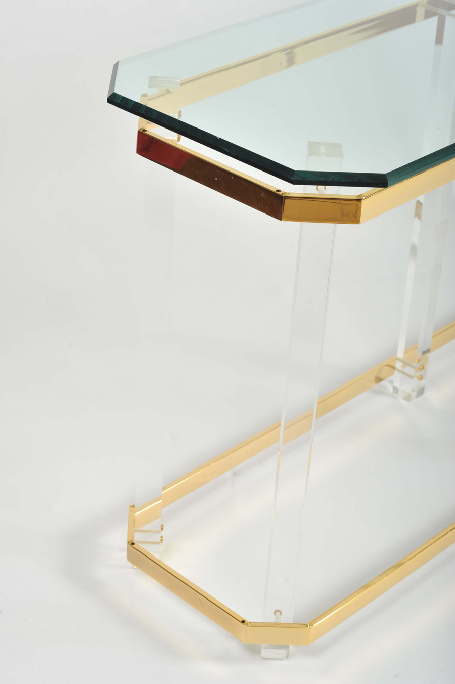 The image for Valerie Wade Ft586 1970S Us Lucite Brass Console Table 03