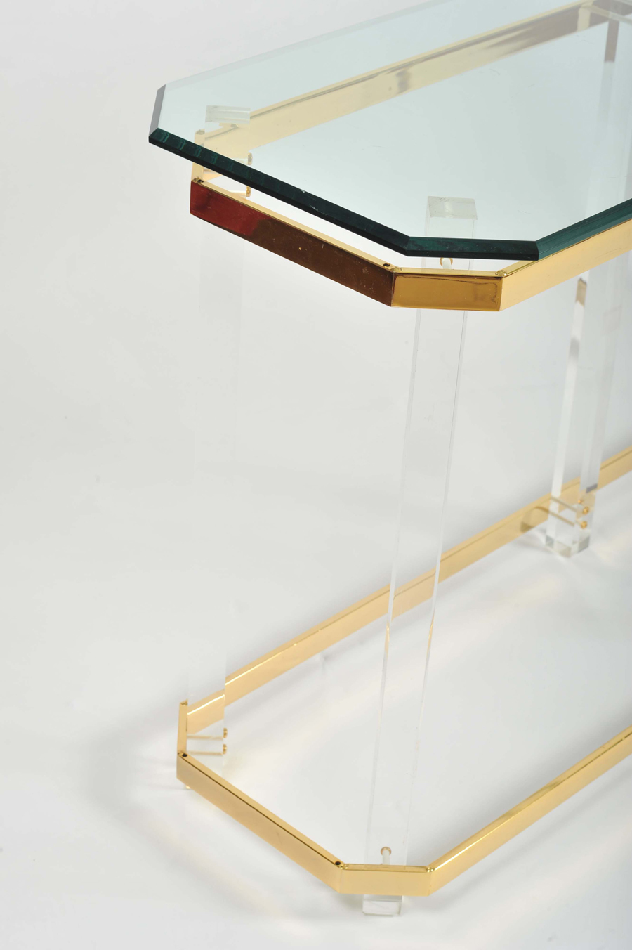 Valerie Wade Ft586 1970S Us Lucite Brass Console Table 03