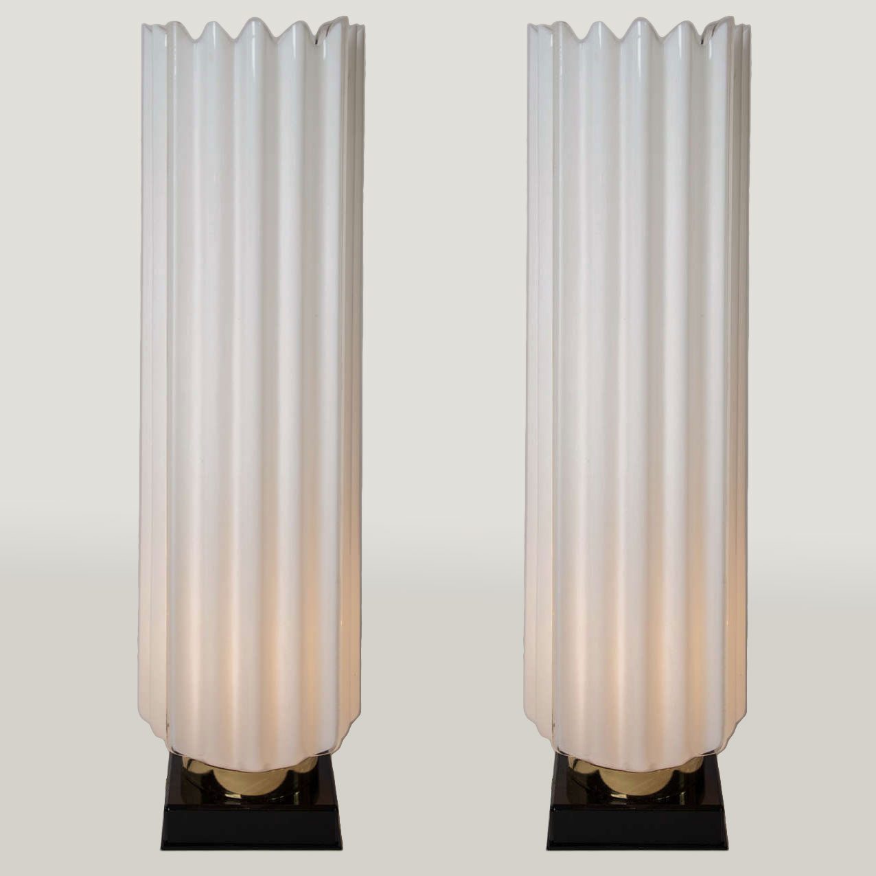 The image for Valerie Wade Lt271 Pair 1970S Fluted Lamps Rougier 01