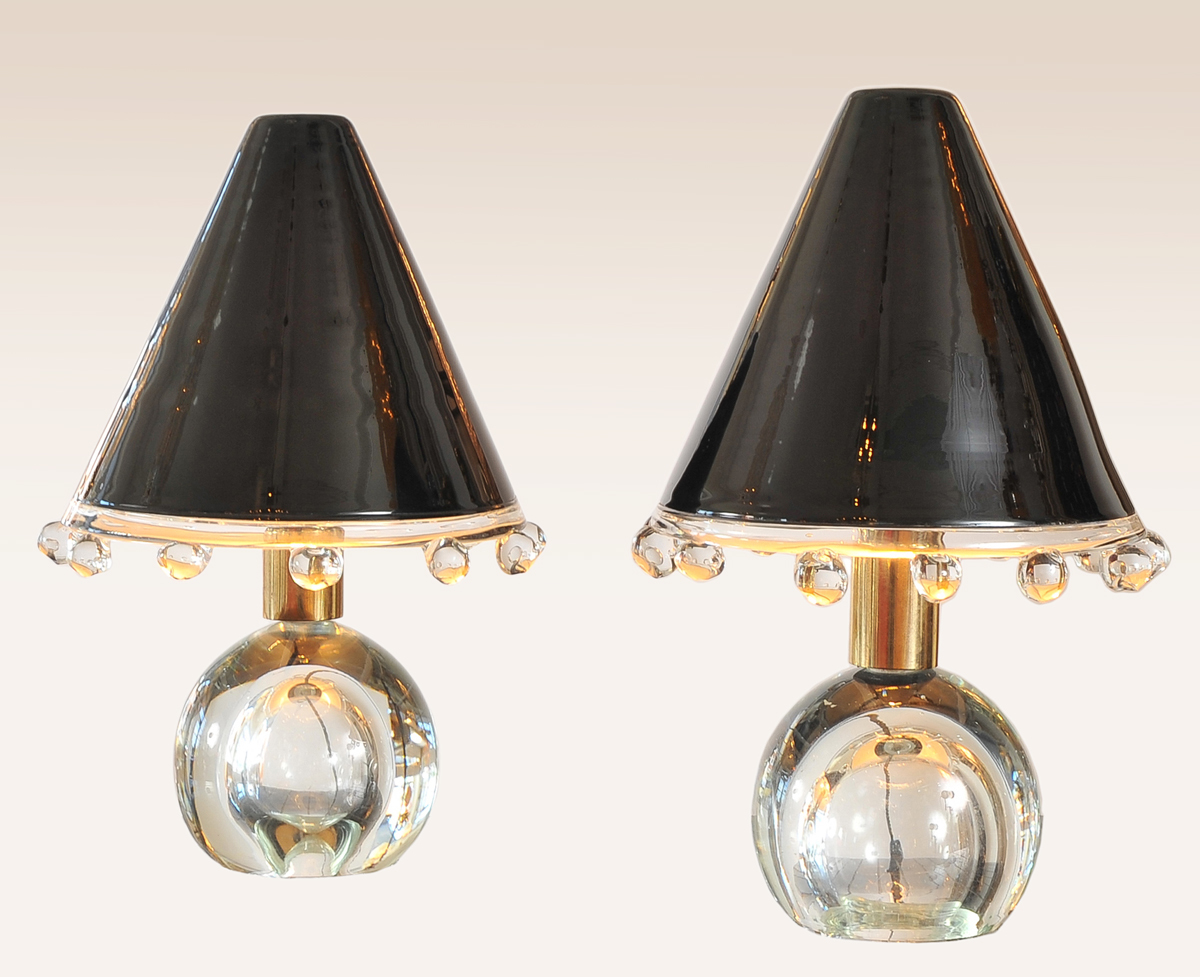 Valerie Wade Lt592 Pair 1950S Glass Lamps Flavio Poli 02