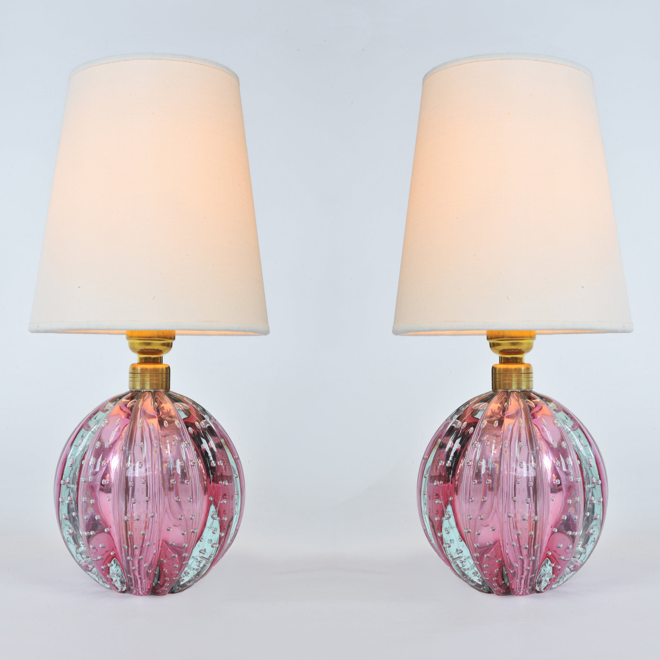 The image for Valerie Wade Lt649 Pair 1950S Two Tone Murano Ball Lamps 01