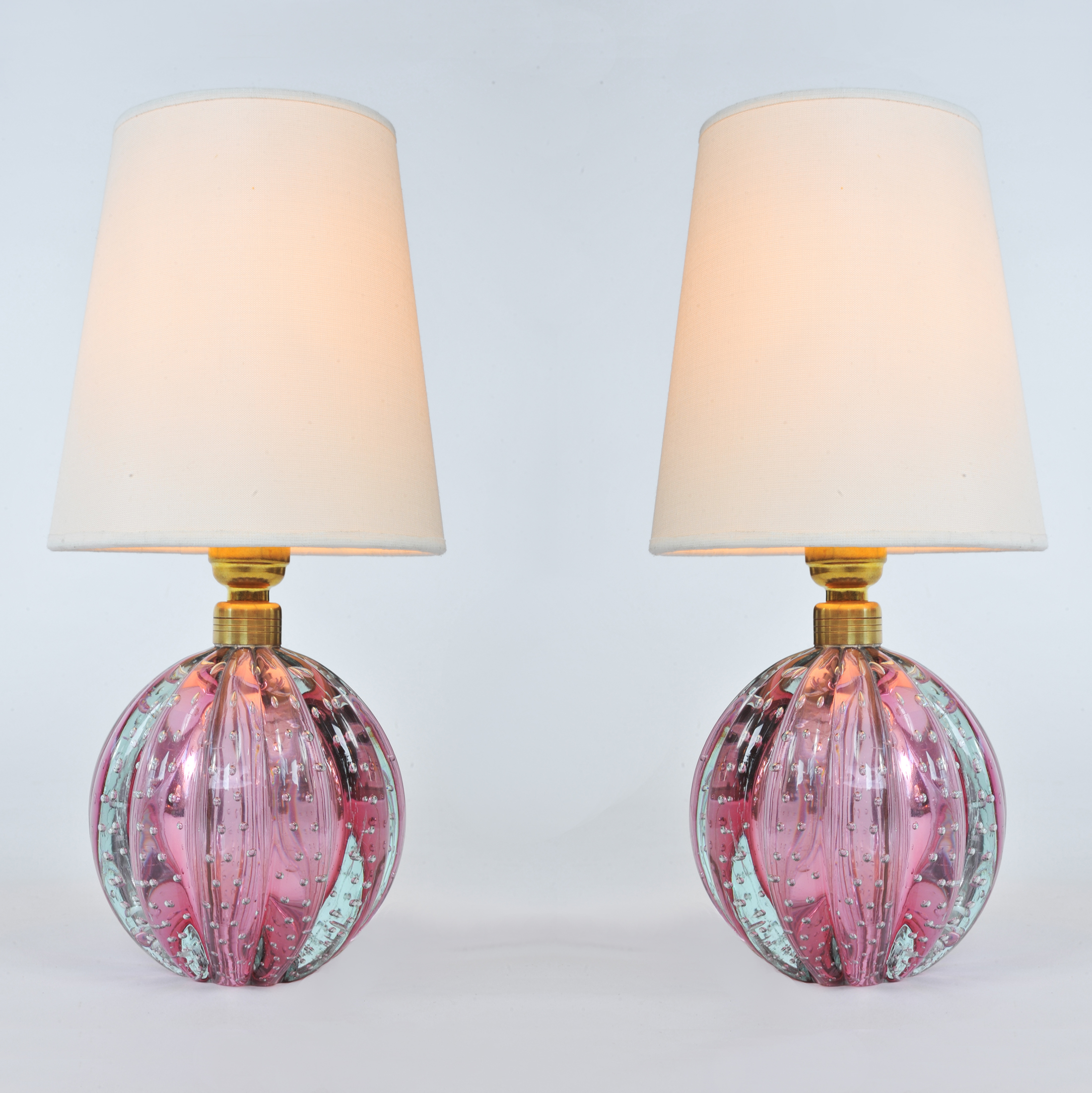 Valerie Wade Lt649 Pair 1950S Two Tone Murano Ball Lamps 01