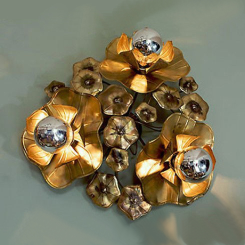 Valerie Wade Lw089 Triple Lotus Flower Wall Light 01