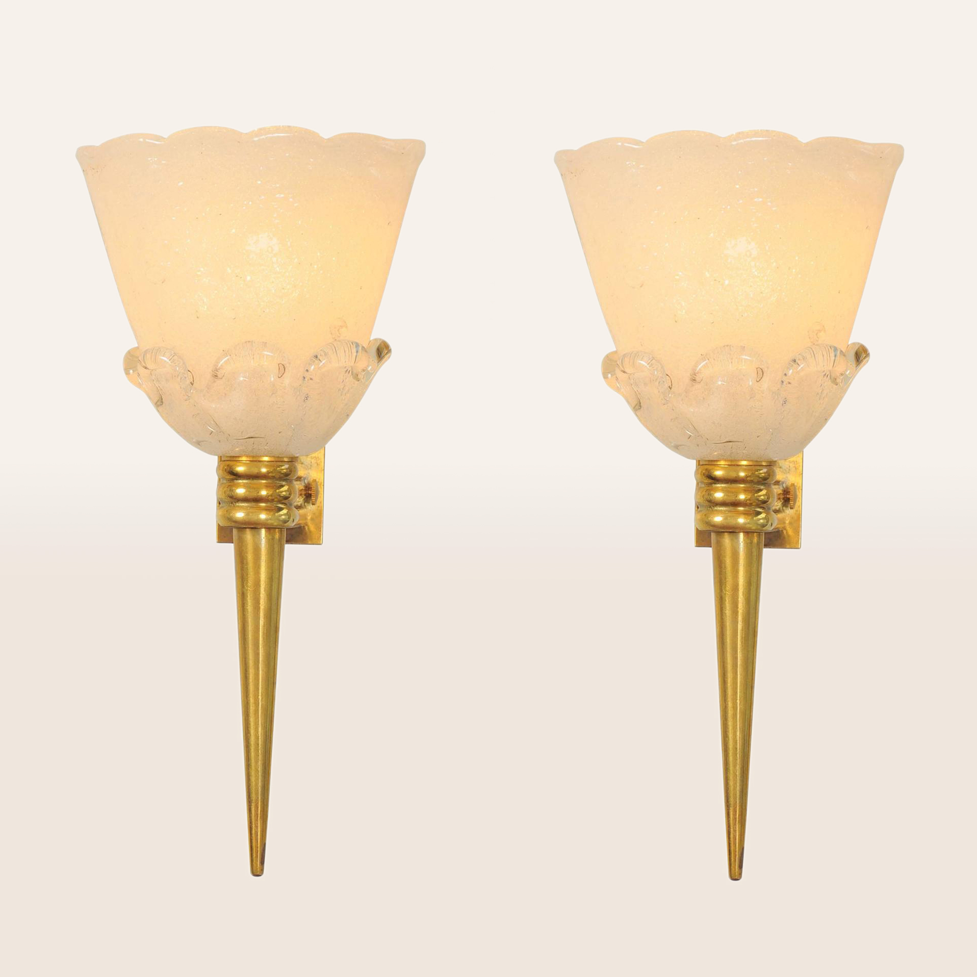 The image for Valerie Wade Lw583 Pair 1950S Latte Wall Lights Attributed Venini 01
